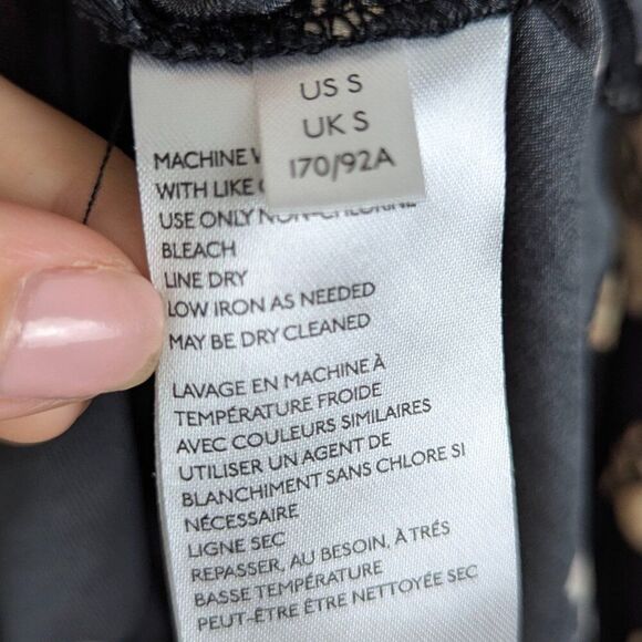 Free People | Black Multicolor Floral Long Sleeve Tie Front Blouse Size Small - Picture 8 of 10